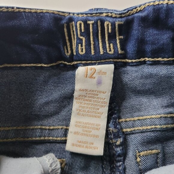 Justice Jean Shorts Girls Size 12 Denim Rolled Distressed Cuffs - Picture 3 of 8